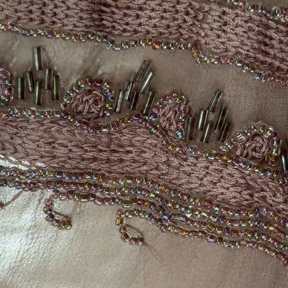 TwentyOne Blush Beaded Sequin Art Deco Slip Dress - Picture 9 of 12